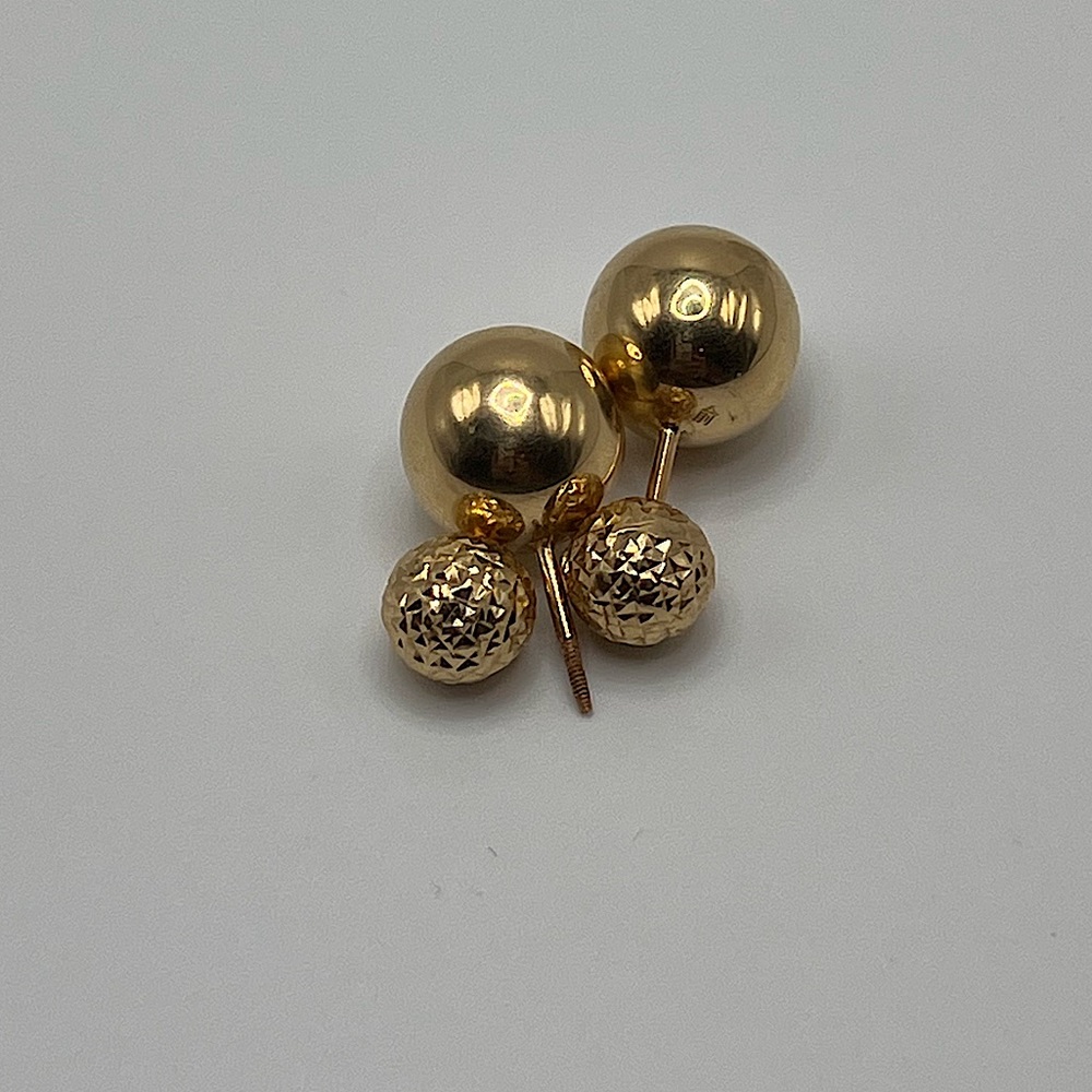 18kt pure solid yellow gold round ball earring - Picture 2 of 8